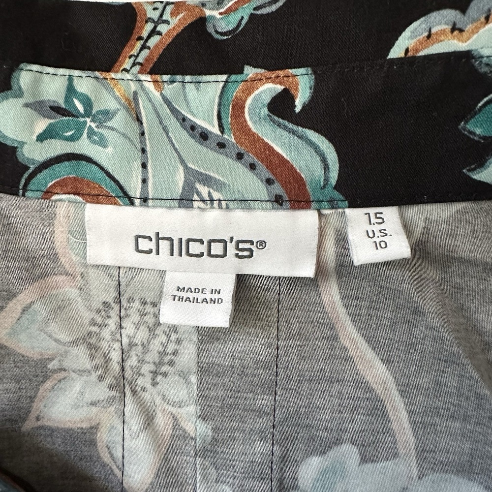 Chicos Womens Paisley Floral Button Up Size 1.5 / 10 Office Boho Feminine Career - Picture 4 of 9